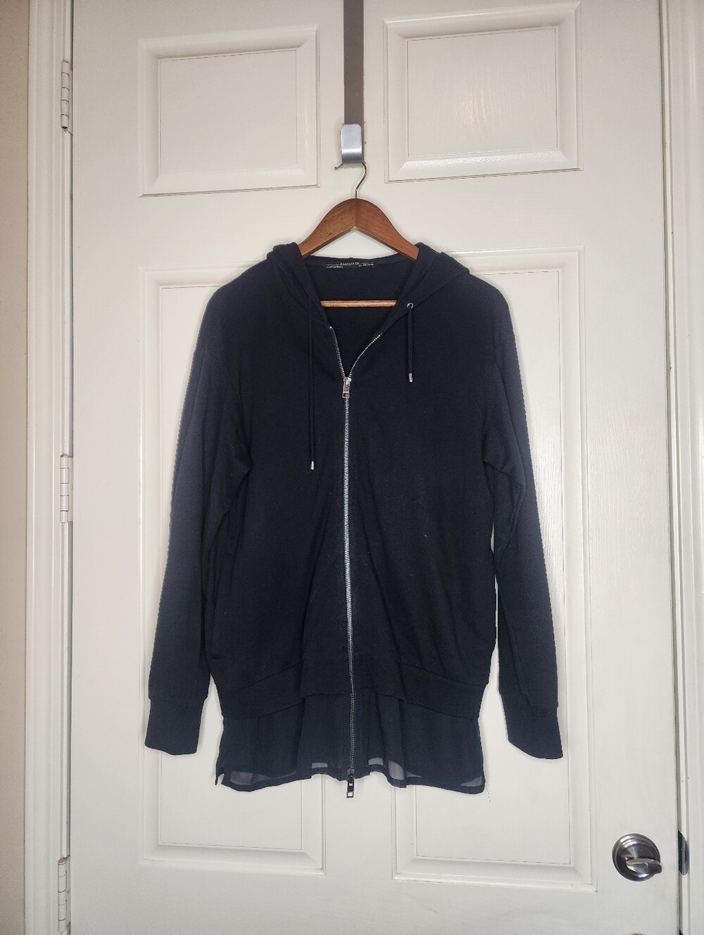 All Saints Black Full Zip Layered Hoodie | Medium | EUC!
